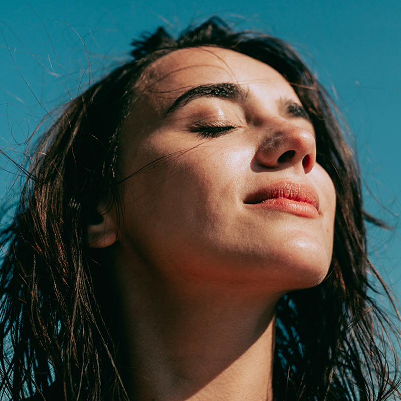 Skin exposed to the sun