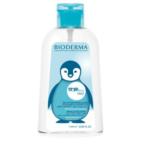 BIODERMA product photo, ABCDerm H2O 1L baby, children, kids skin care, micellar water, cleansing water