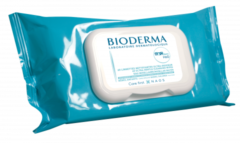 BIODERMA product photo, ABCDerm H2O Wipes x60 baby, children, kids skin care, cleansing wipes, towelettes