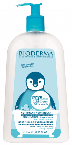 BIODERMA product photo, ABCDerm Cold Cream Cleansing cream 1L, baby, children, kids shower gel, body wash