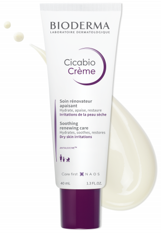 BIODERMA product photo, Cicabio Cream 40ml, moisturizing cream for dry skin, prone to irritations