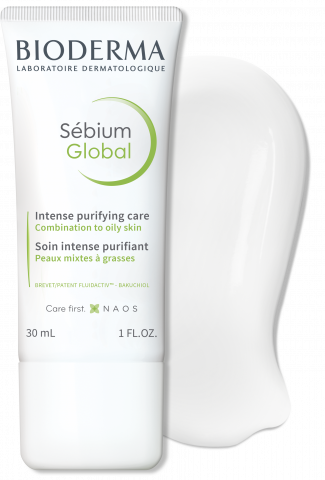 BIODERMA product photo, Sebium Global 30ml, purifying care for combination to oily skin prone to irregularities