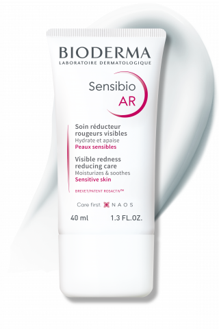 BIODERMA product photo, Sensibio AR 40ml, soothing care for sensitive skin prone to visible redness