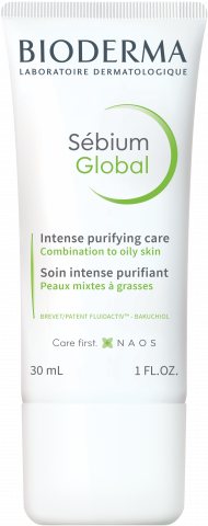 BIODERMA product photo, Sebium Global 30ml, purifying care for combination to oily skin prone to irregularities